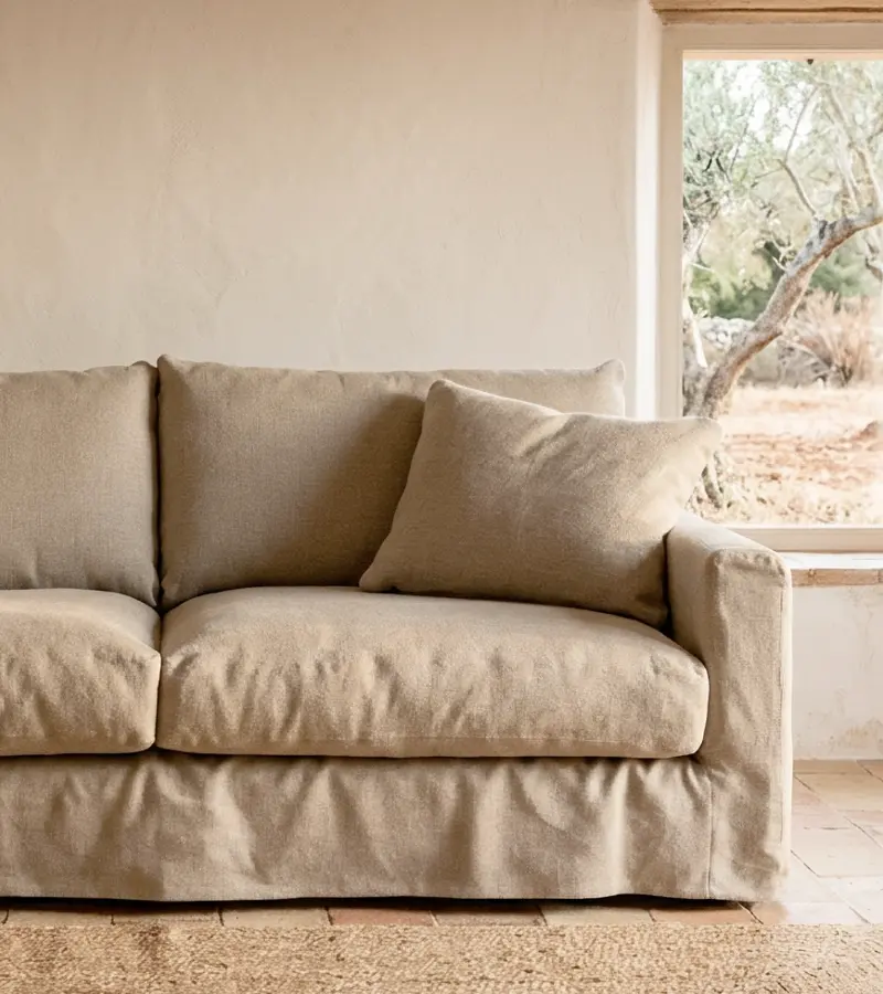 Arcachon - Bettsofa Dreisitzer Leinen Natur